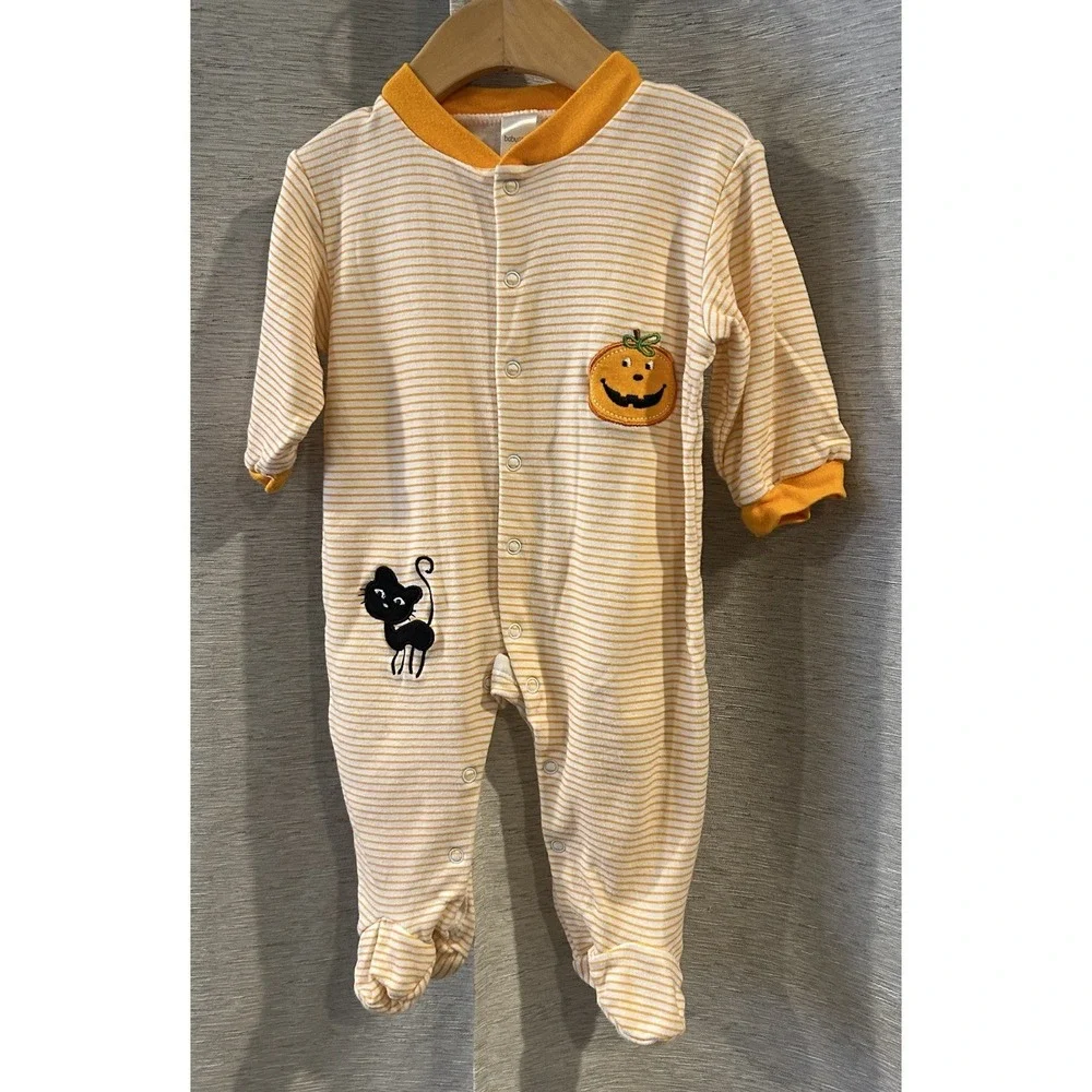 Baby One-piece Pumpkin Halloween Jack-o-lantern‎ Sz 3-6 Months